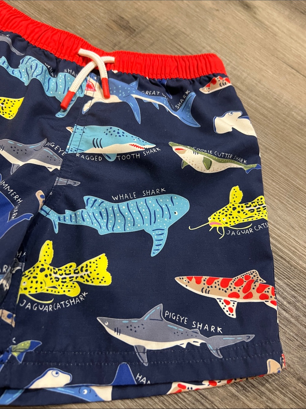 Mini Boden shark swim trunks size 6-7 - Picture 2 of 9